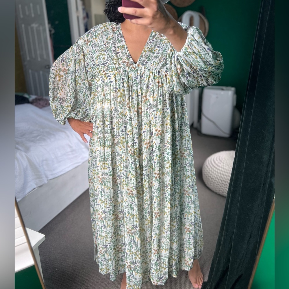 ASOS Floral Maxi Dress in Green and White - Picture 2 of 6